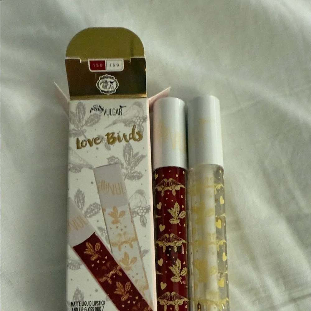 Pretty vulgar lovebirds Matte liquid lipstick & lip gloss duo love me new in box